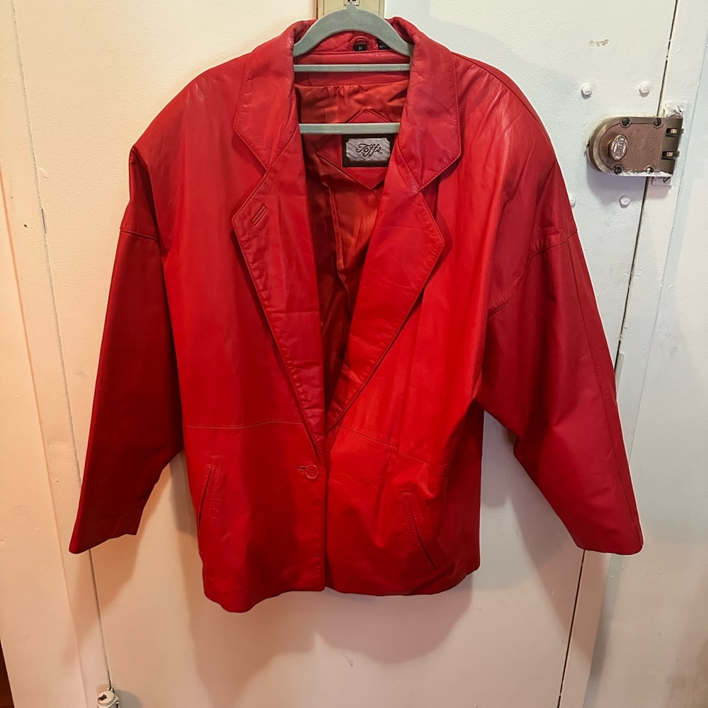 80s vintage red leather jacket